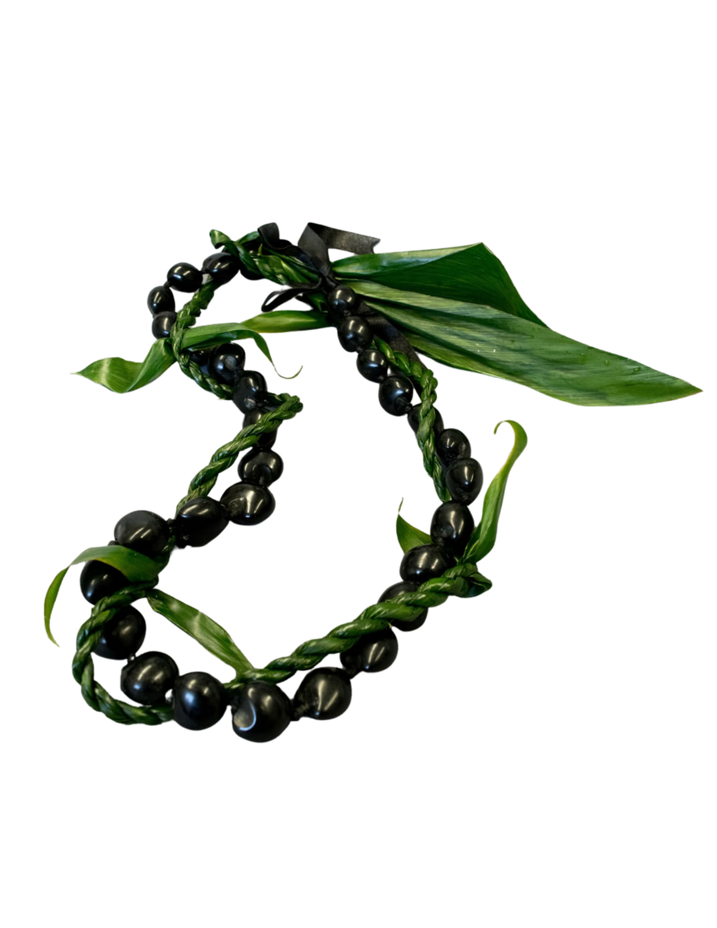 Kukui Nut with ti wrap lei